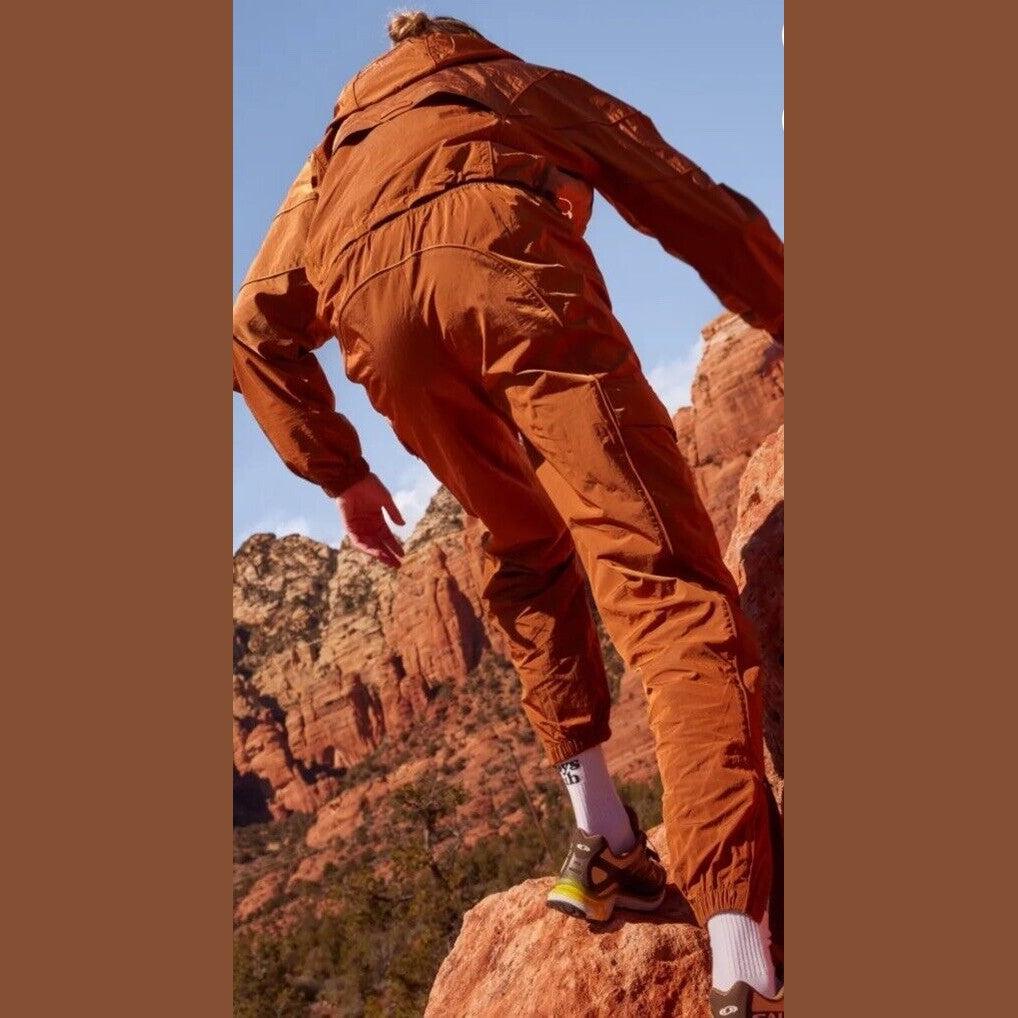$115 Halfdays Women’s Watson Nylon Cargo Pants baggy Hiking -Caramel-Large-NEW