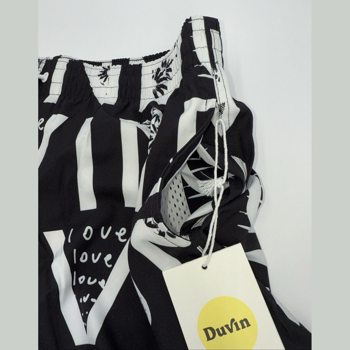 $65 Duvin Design Men's Cactus Swim Trunk Shorts - Black/White - Size: Medium-NEW