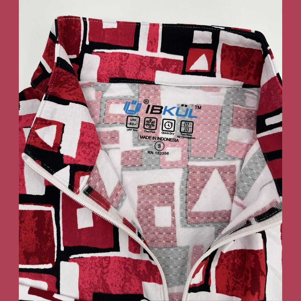 $100 Ibkul Women’s Long Sleeve Zip Mock Neck Top-Jennifer Red -Small -New