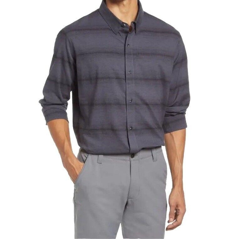 $125 Travis Mathew Men’s Stretch Stripe Button Long Sleeve Shirt- Zeke-Small-New
