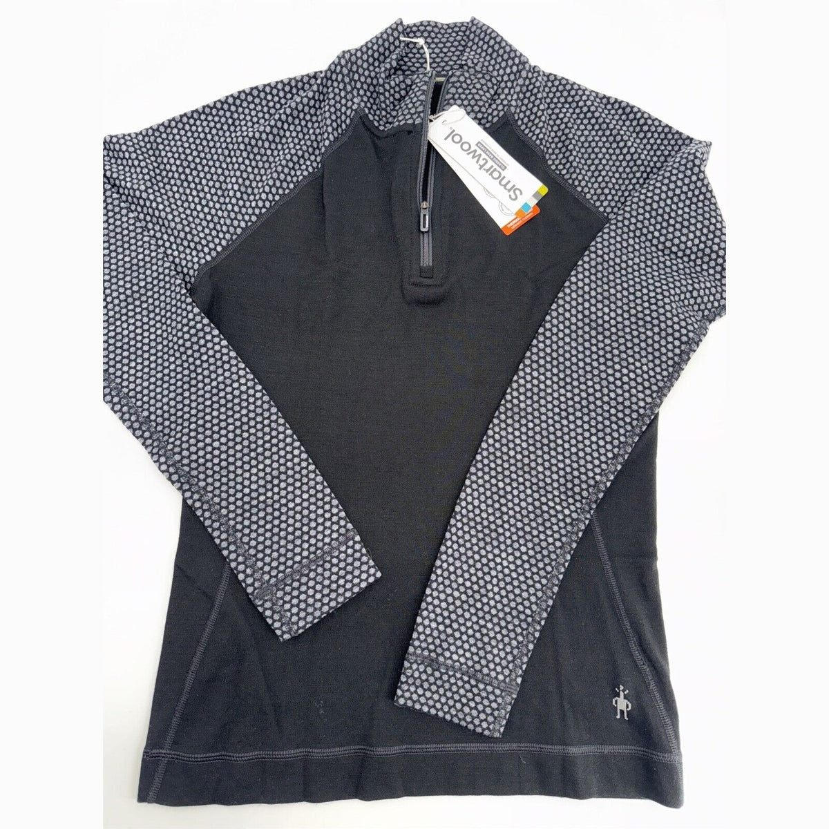 $120 Smartwool Women’s 1/4 Zip Pullover Merino 1/4 Zip-Black Dots - Small -New