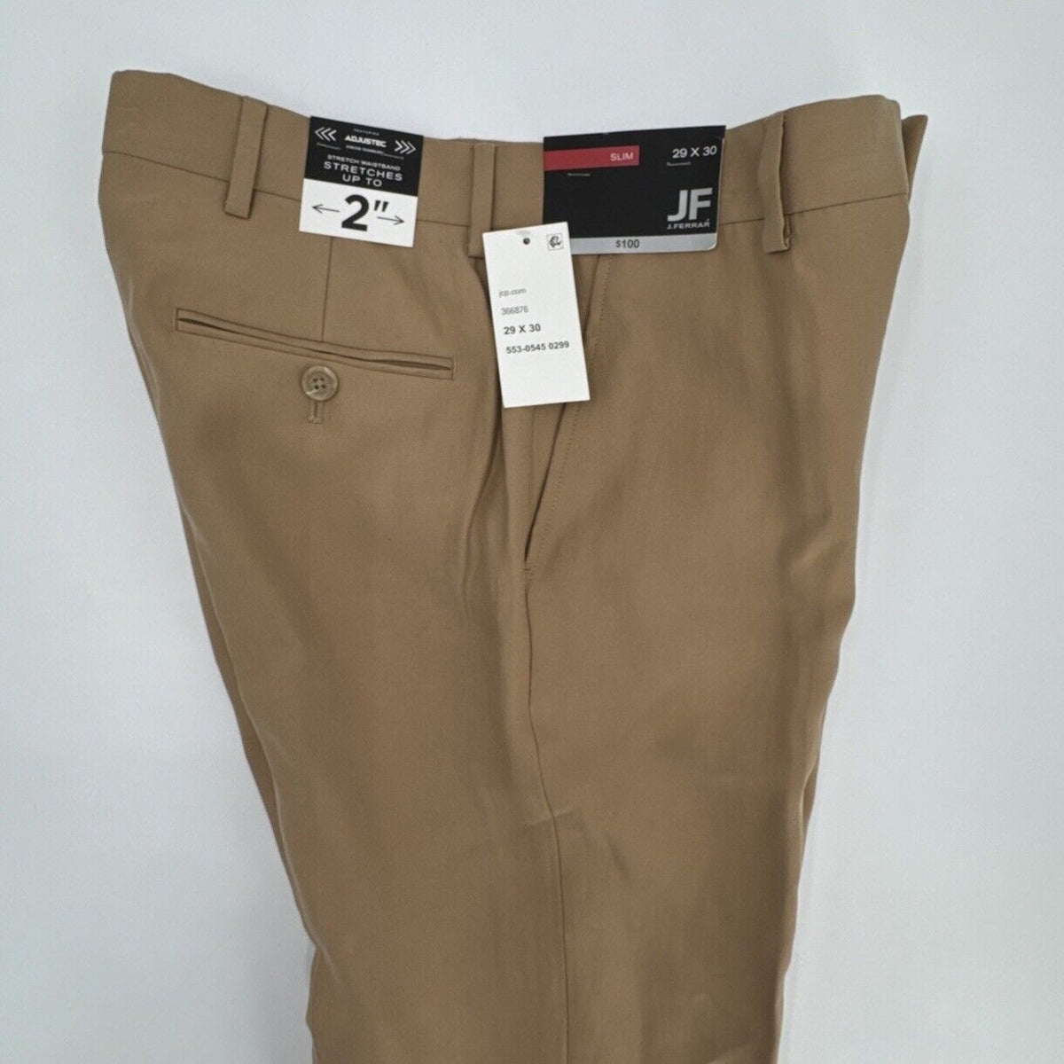 JF Ferrar Men’s Slim Classic Fit Flat Front Suit Pants-Florence Brown-29W 30L