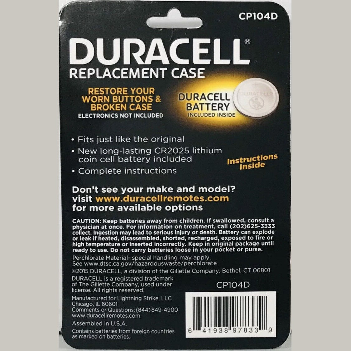 Honda Duracell Replacement Case CP104D Restore Your Worn Buttons & Broken Case