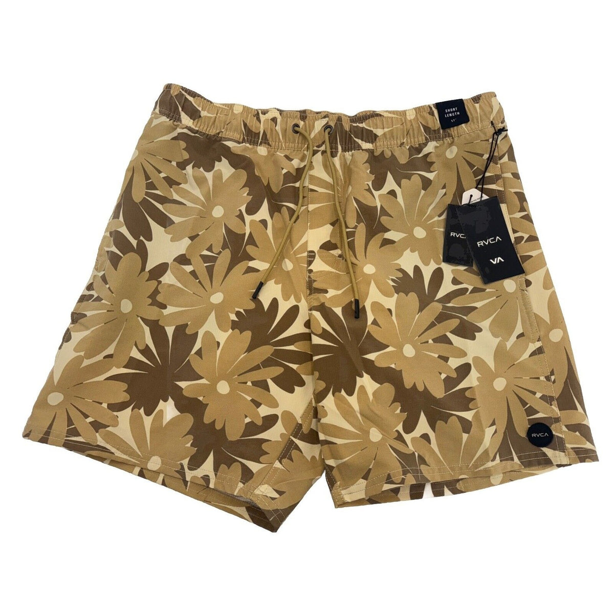 $66 RVCA Men’s Va Pigment 17" Print Shorts- Khaki Beige- Large -New