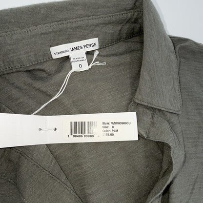 $165 James Perse Women’s Contrast Panel Shirt - Khaki PLM- Size: 0 (Small)- New