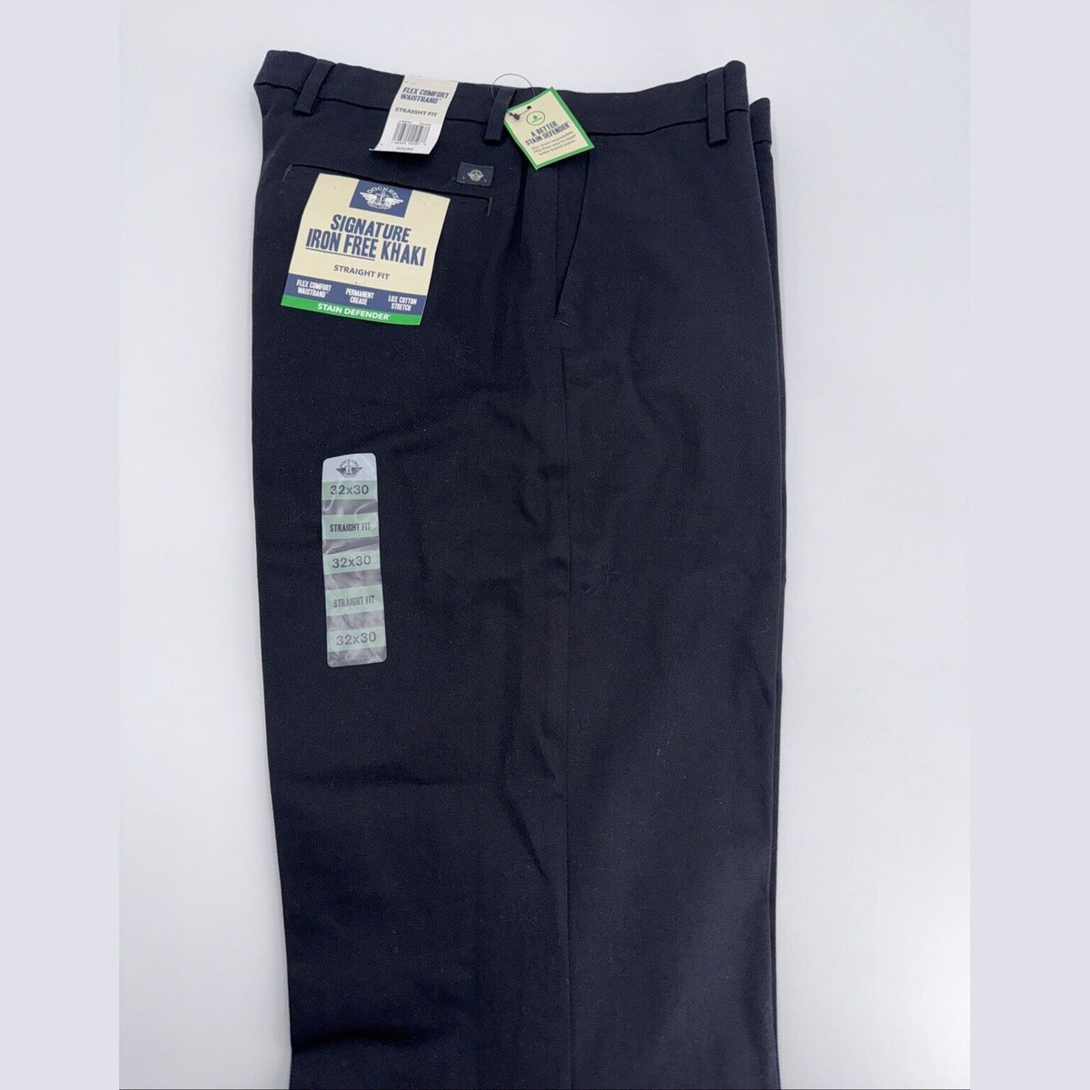 Dockers Men’s Signature Iron Free Khaki Pants, Straight Fit- Black- 32W 30L- NWT