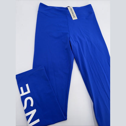 $390 MONSE Designer Blue w/ White Logo Print High Waist Leggings ME220715-Large