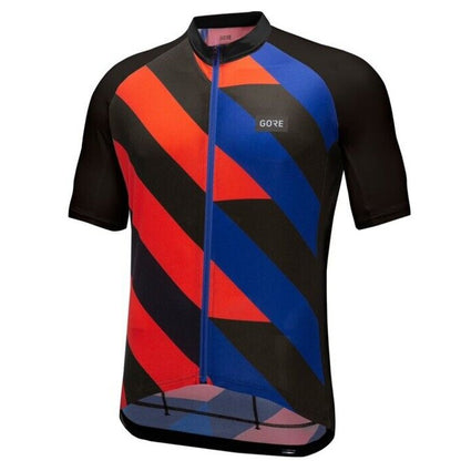 $95 Gore Wear Men Signal Cycling Full Zip Short Sleeve Jersey-Black Fire-Medium