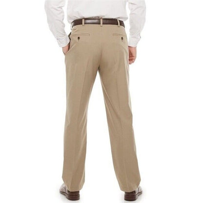 Haggar Men’s Cool Right Performance Flex Slim Fit Flat-Front Pants-Black-32Wx32L