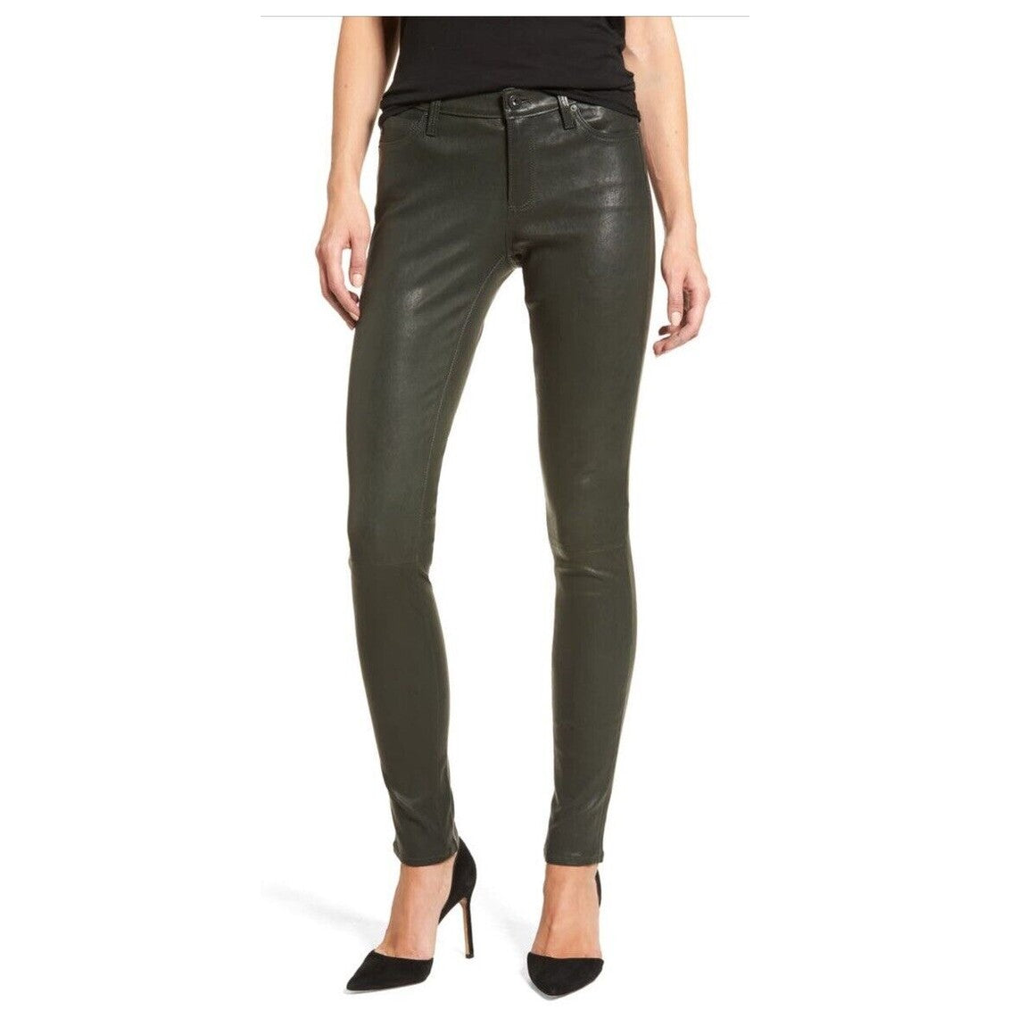 $975 Adriano Goldschmied AG Women’s The Legging Super Skinny Pants-Olive-27W-NEW