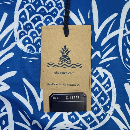 Chubbies Men's The Thigh Napple Performance Polo Shirt- Blue Pineapple - XLarge