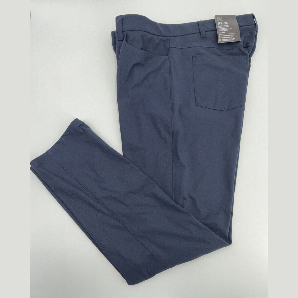 FLX Men’s Premium Slim 5 Pocket Pants- Navy- 34W 30L - New Tags