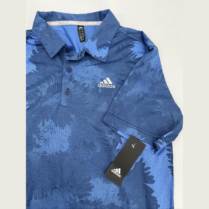 $65 Adidas Men's Flower Mesh Golf Polo Shirt -Real Blue - Small -New Tag