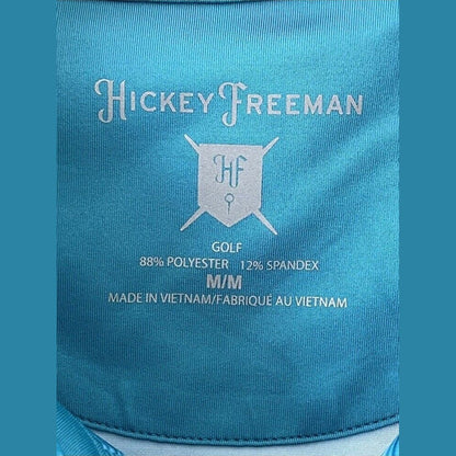 $94 Hickey Freeman Men's Printed GOLF Polo Shirt Stripes - Aqua- Medium-New Tags