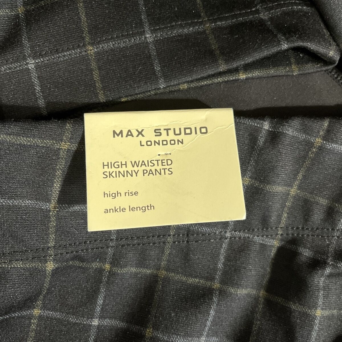 Max Studio High Waist Skinny Leggings- Black Gray Plaid-Medium- NWT - $98 MSRP