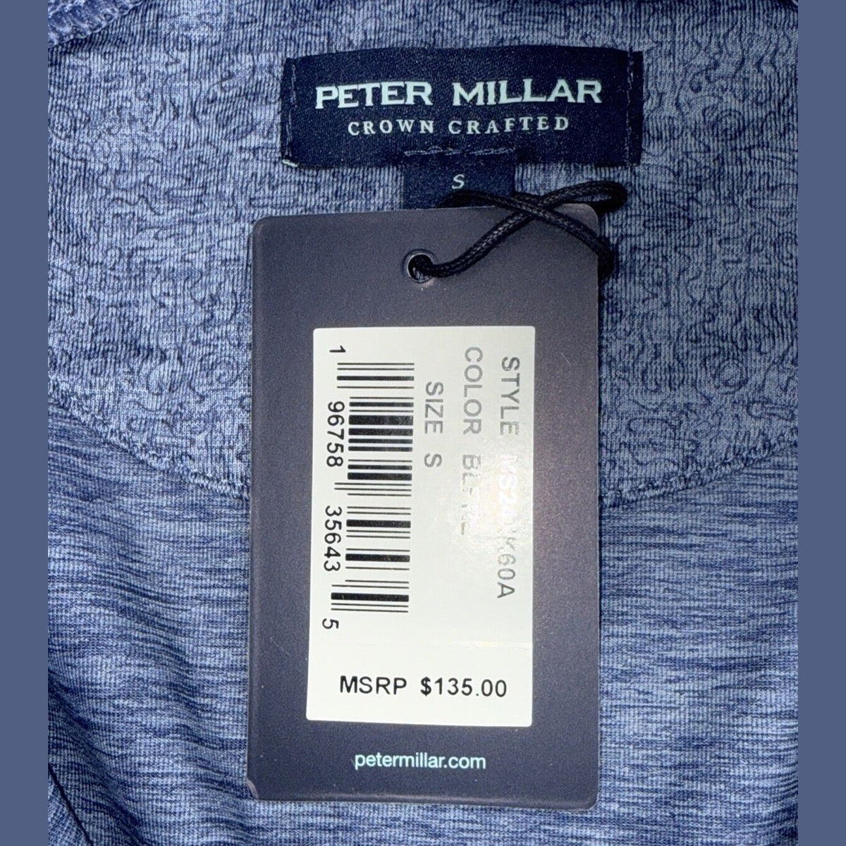 $135 Peter Millar Crown Stealth Performance 1/4 Zip Pullover-Blue Pearl - Small