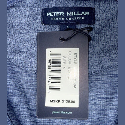 $135 Peter Millar Crown Stealth Performance 1/4 Zip Pullover-Blue Pearl - Small