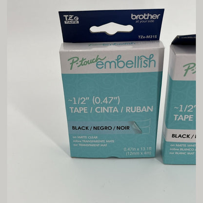 3 X Brother P-Touch Embellish Tape & Satin Ribbon ~1/2" (0.47") -NEW-LOT OF 3!