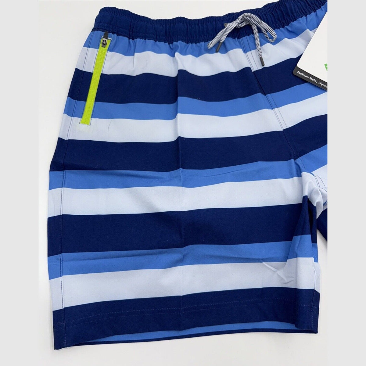 $75 Stio Men’s CFS Drifter Board 7” Shorts -Cobalt Blue Stripes-Size: Large- NWT