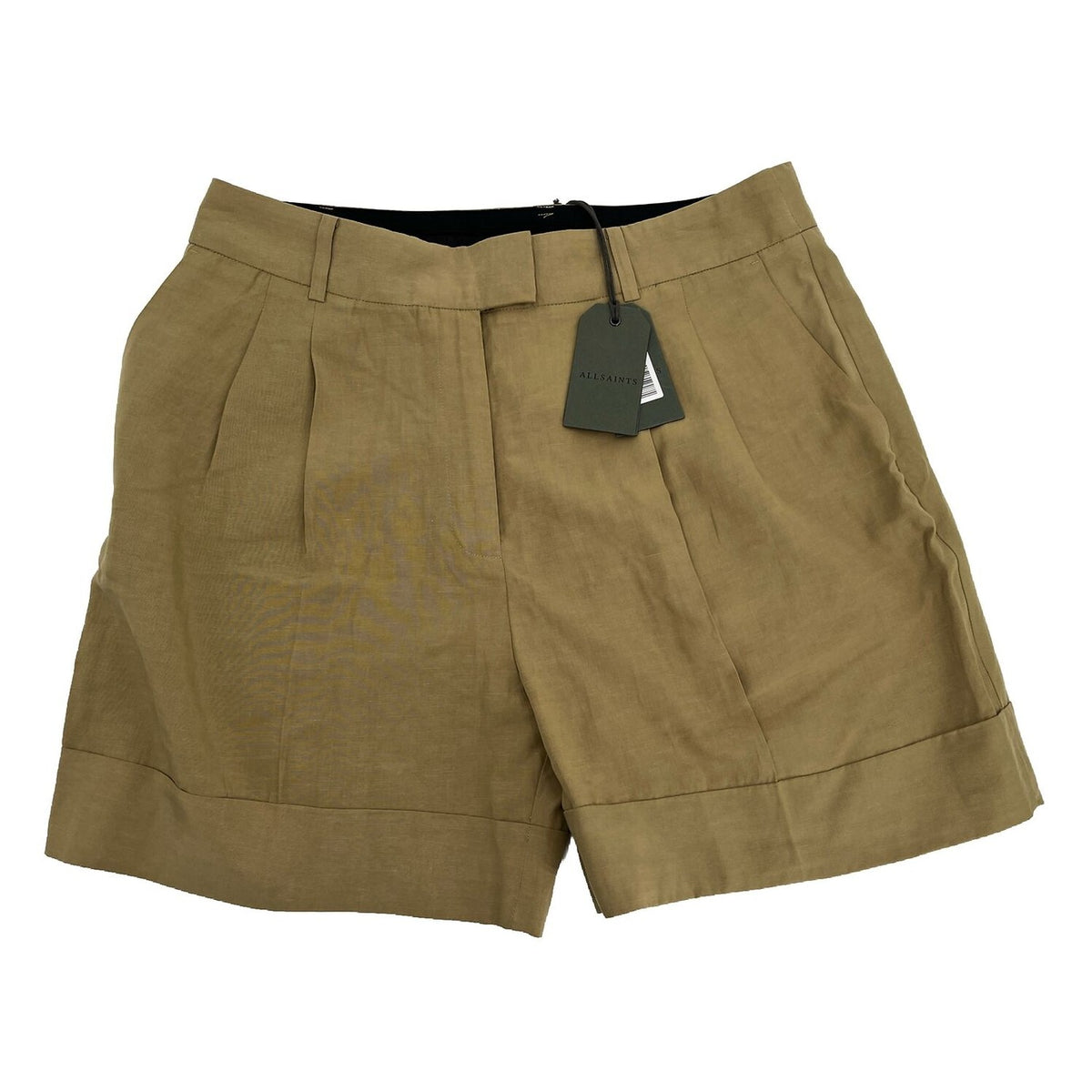 $148 AllSaints Women’s Linen-Blend Deri Lyn Pleated-light Khaki-Size: 14-New Tag