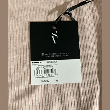 Simply Vera Wang  Essential Ribbed Turtle Neck Shirt Top-Rose-Large-New Tag$36