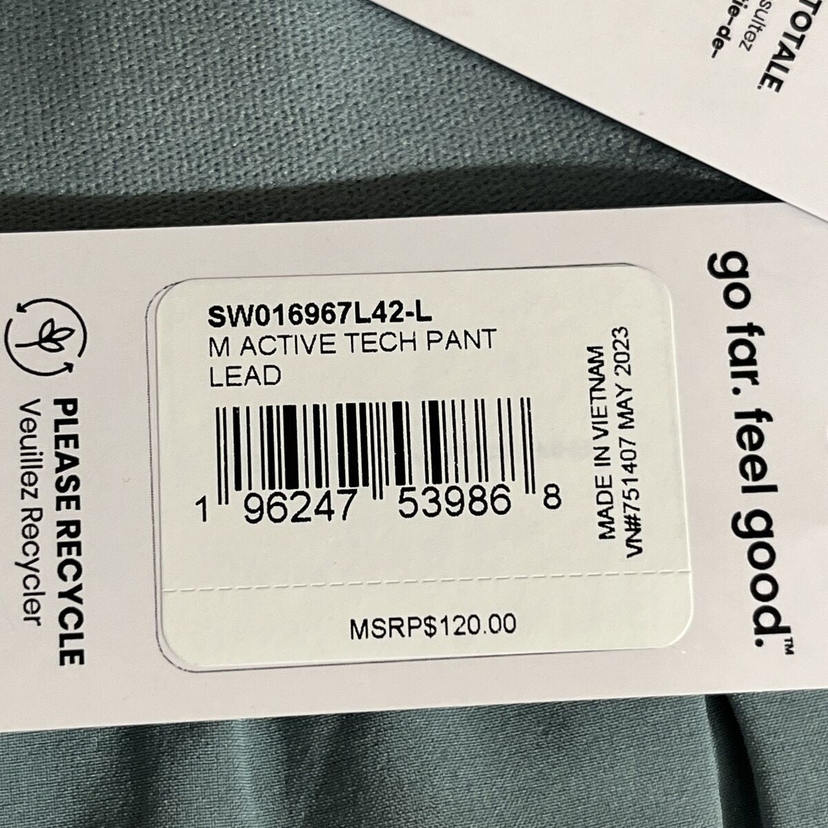 $120 Smartwool Men’s Active Tech Pant Pants Comfy- Lead Gray-Large -New Tags