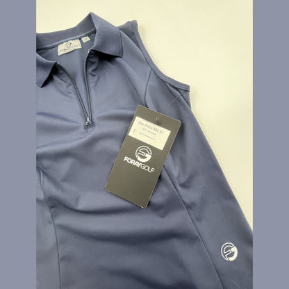 Foray Golf Women’s Zip front sleeveless Polo Shirt-Navy- Small-NEW Tag $130