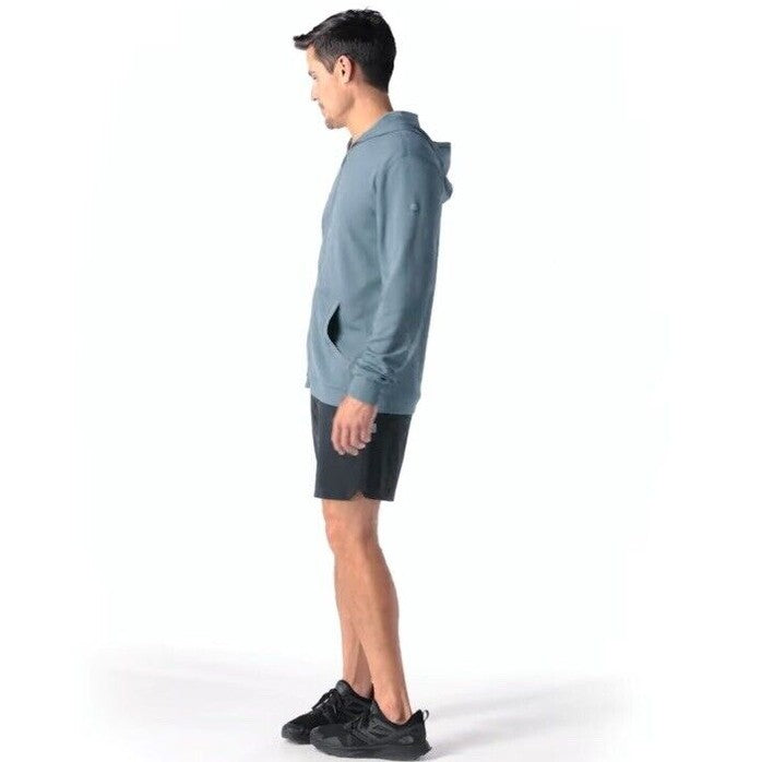 $130 Smartwool Men’s Hoodie Lightweight Uptempo Zip Sweater-Pewter Blue-Small