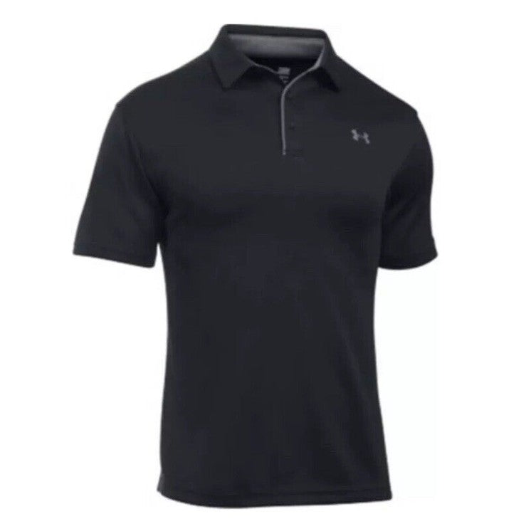Under Armour Men's UA Tech Performance Golf Polo T-Shirt 1290140-Black-Small-New
