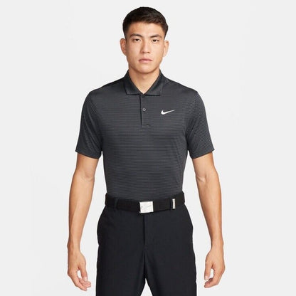 Nike Men’s Dri-Fit Polo Core Striped Golf Tennis Shirt-Grey/Black- Small-NWT