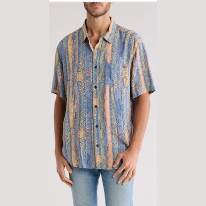 $66 BILLABONG Men's Patrick Short Sleeve Button Shirt- Multi - Large-New