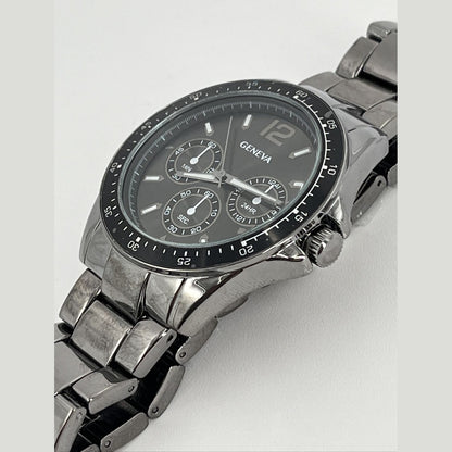Geneva Men’s Watch Sports Business Quartz Wristwatch Luxury Edition Grey-New
