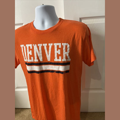 Where I’m From Men’s Denver Soft Cotton T Shirt-Orange/White/Navy-Small-New