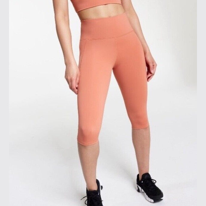 $70 CALIA  Women’s PowerMove High Rise Knee Crop Tights -Apricot Aura- Med  NWT