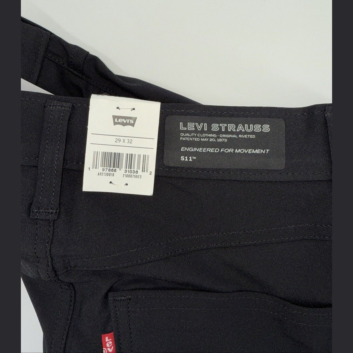 $70 Levi's Men's 511 Slim Tech Pants Stretch A92130010- Black- 29W 32L - New Tag