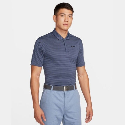 Nike Men’s Dri-Fit Polo Core Striped Golf Tennis Shirt- Grey Navy -Medium-New$55