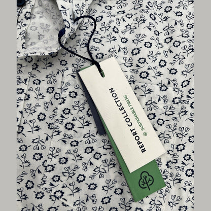 $59 Report Collection Men’s Tropical Print Short Sleeve Button Down-Navy-Small