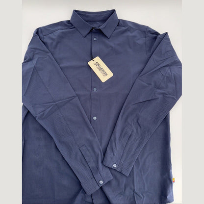 $150 FJALLRAVEN Men’s Specialized S/F Sun Long Sleeve Shirt- Navy- Medium - New