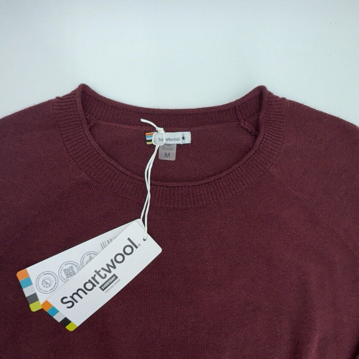 $100 Smartwool Women’s Colorblock Sweater-Cherry Heather (Maroon)-Medium -New