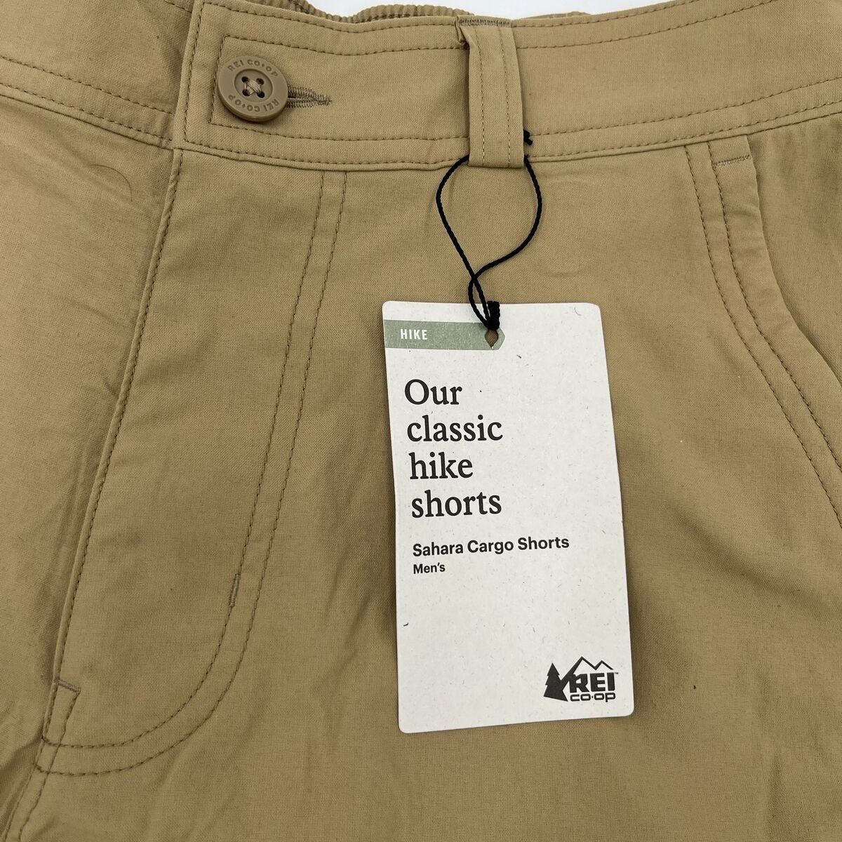 $60 Rei Men’s  Sahara Cargo Shorts Belted Hiking Outdoor-Burlap Beige-30W- New