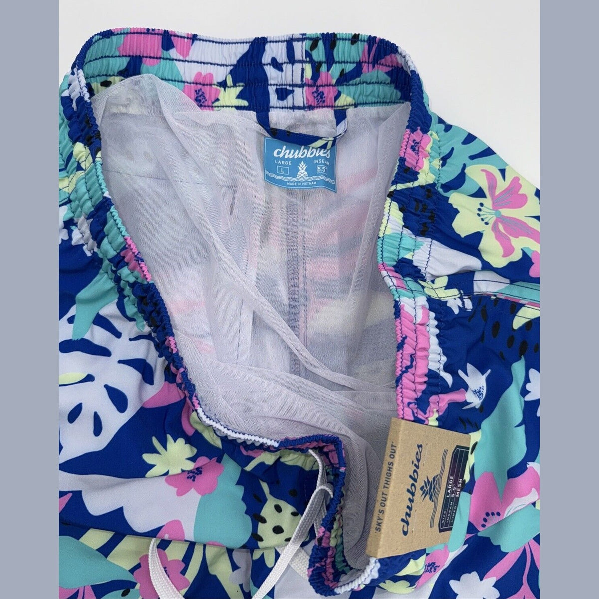 $70 Chubbies The Floral Surprise 5.5" Inseam Swim Trunks- Multi - Large -New Tag