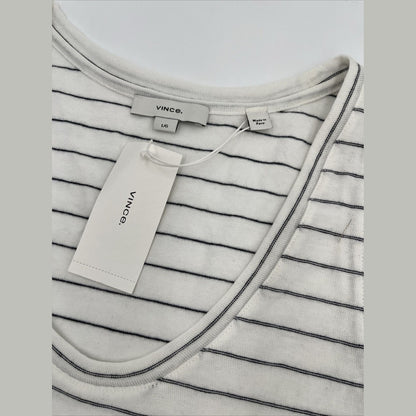 $80 *New* Vince Easy Scoop Neck Striped Tank Top- Off White- Large -New Tag
