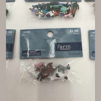6 Pack Lot Of Mini Figures From Hobby Lobby- 3 People, 1 Float, 2 Farm- Deal!
