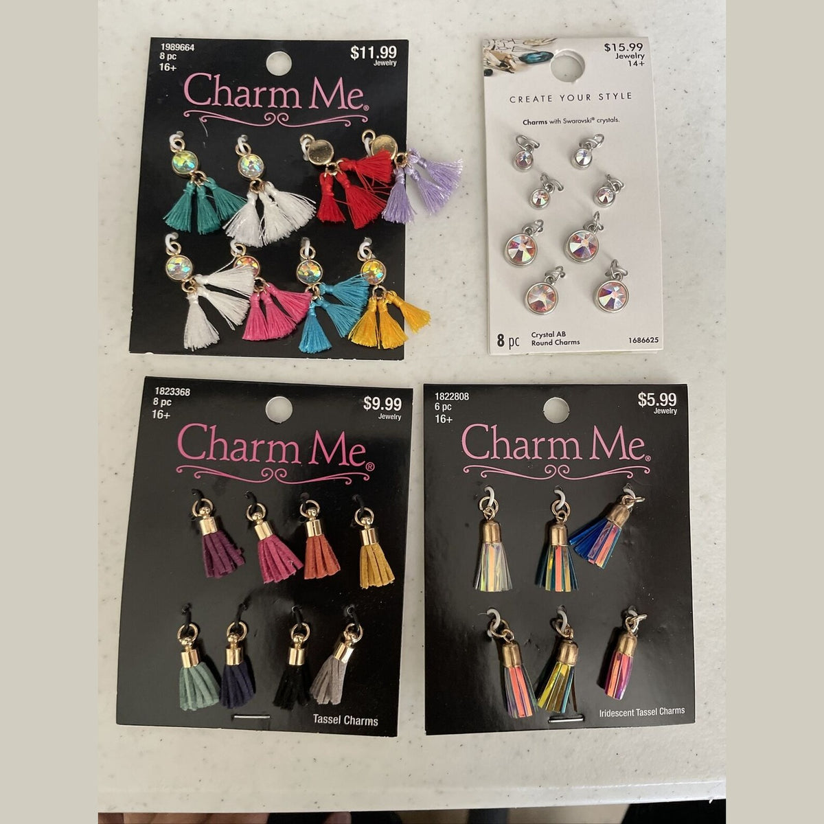 Combo Lot Of 4 Packages Charm Me - Great Styles & Colors Over $43 Retail
