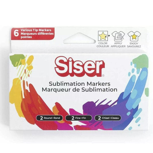 Siser Sublimation Markers - 6 Iron-on Heat Transfer Markers for T-Shirts - Black