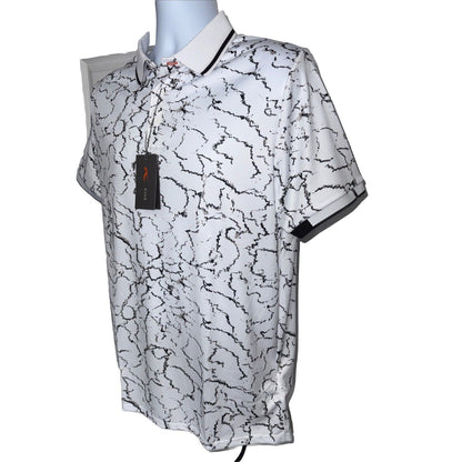 $104 KJUS Men’s Spot Printed Polo Shirt - White/ Black -Medium- New Tag