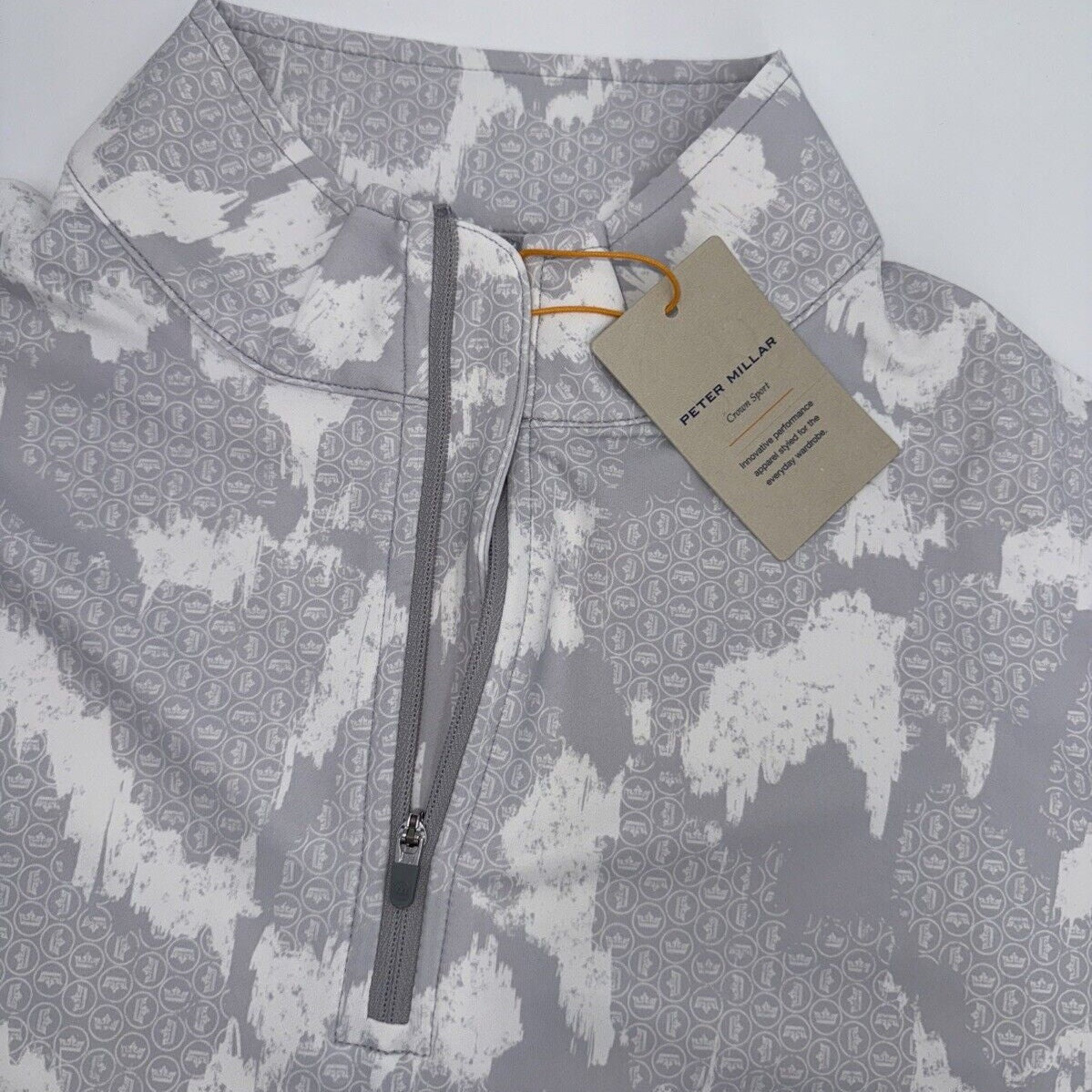 $145 Peter Millar Crown Perth Performance 1/4 Zip Pullover- Grey - Large - NEW
