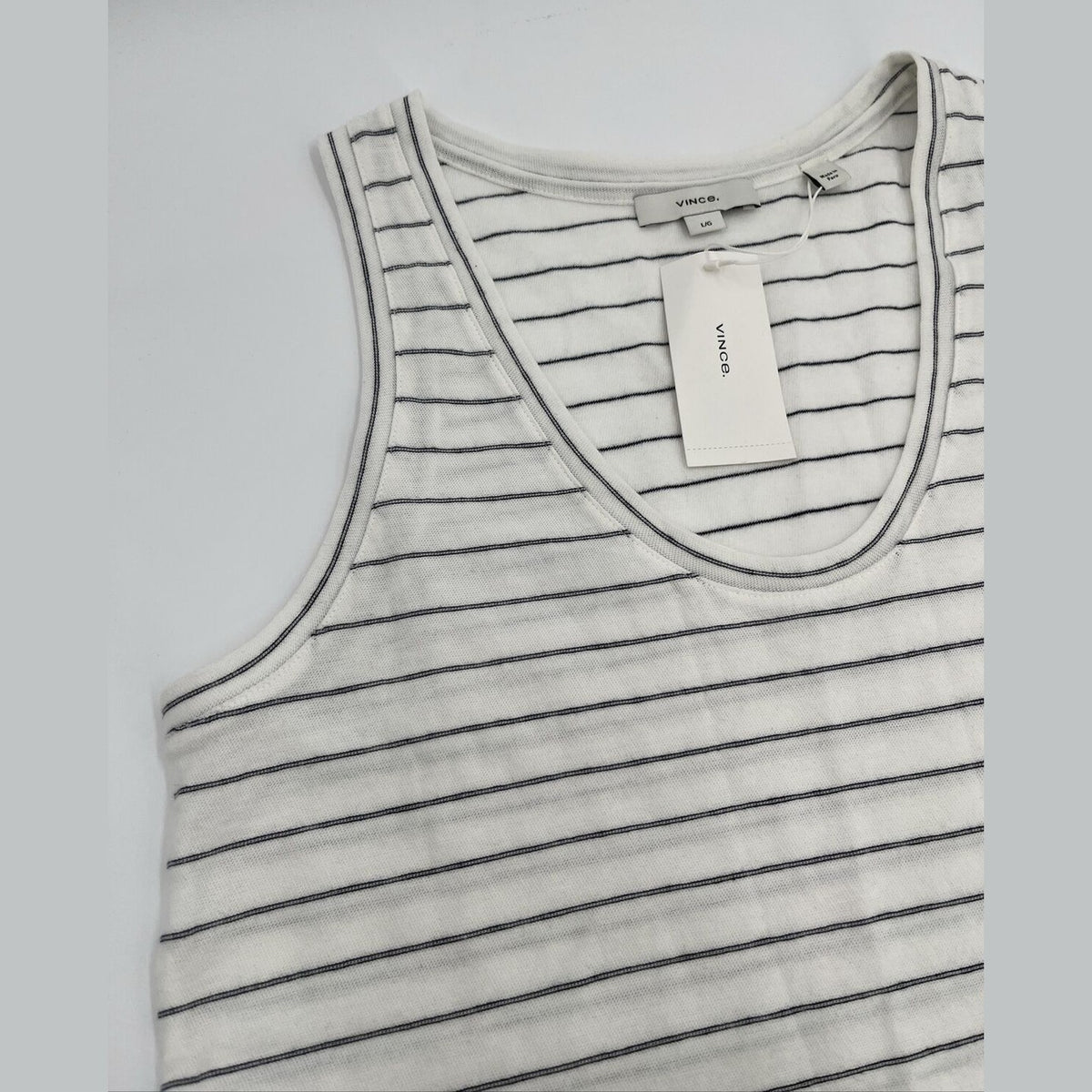 $80 *New* Vince Easy Scoop Neck Striped Tank Top- Off White- Large -New Tag