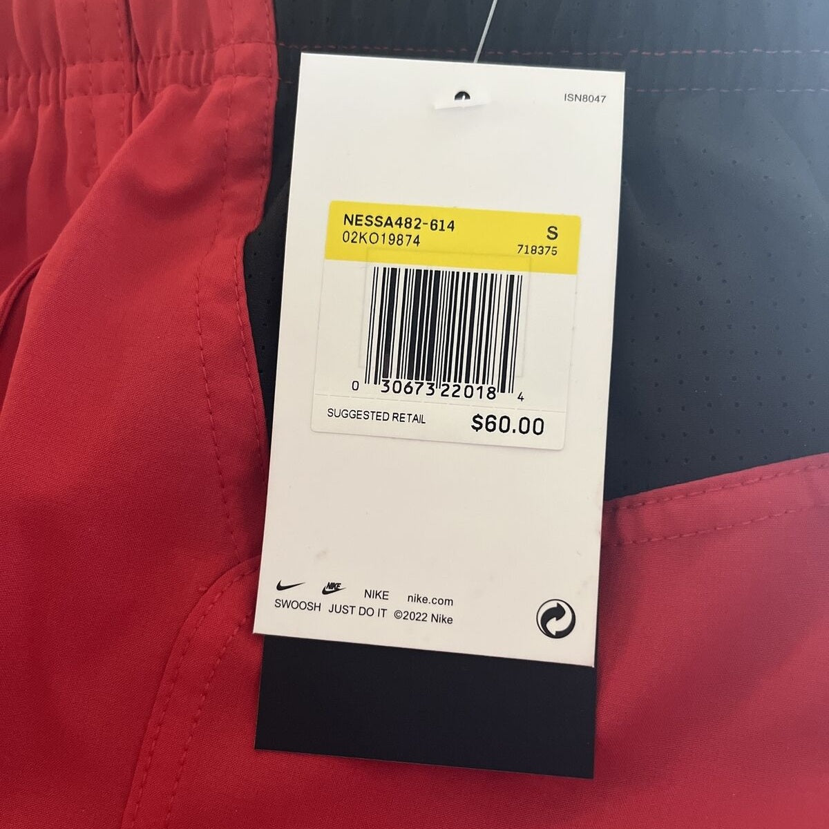NIKE Men’s Shorts Swim Trunks Content Volley 9”-Red/Black -Small - New