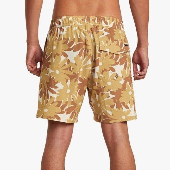 $66 RVCA Men’s Va Pigment 17" Print Shorts- Khaki Beige- Large -New